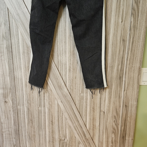 MOTHER Insider Striped Crop Step-Hem Fray Jeans in Guilty Racer - Picture 9 of 13